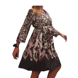 VERTIGO Paris Purple Animal Print Lightweight Trench Coat Jacket Women's Sz XS